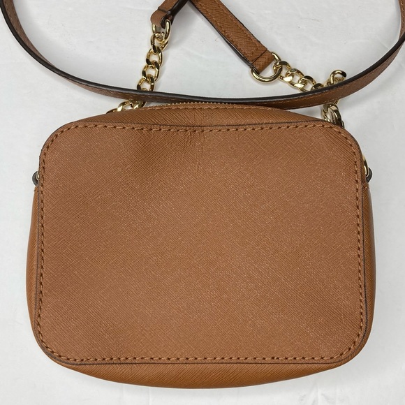 Michael Kors Acorn Tan Camel & Gold Crossgrain Saffiano Leather Mini Crossbody - Picture 5 of 16